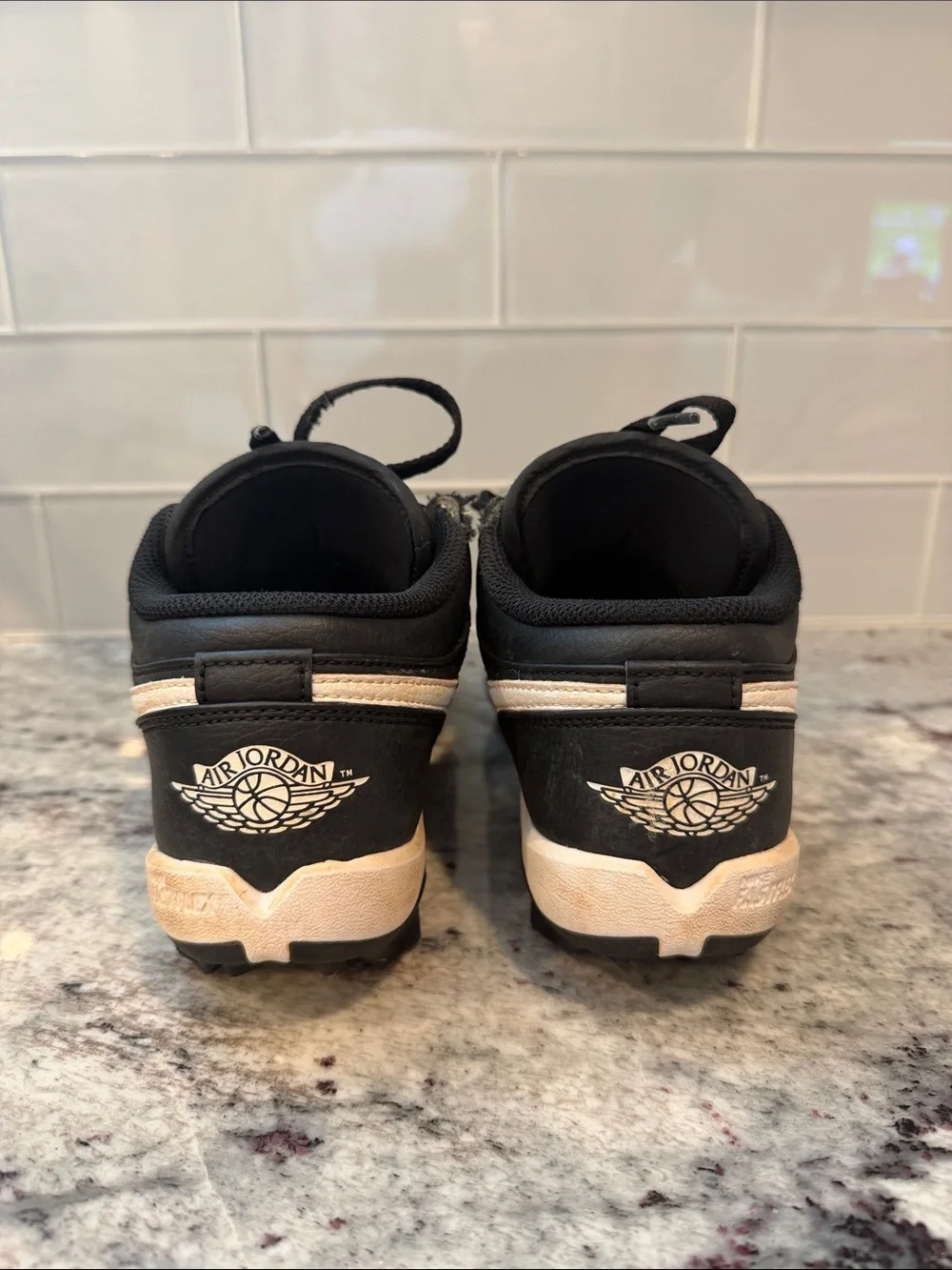Nike Kids Black and Cream Swoosh Baseball Cleats